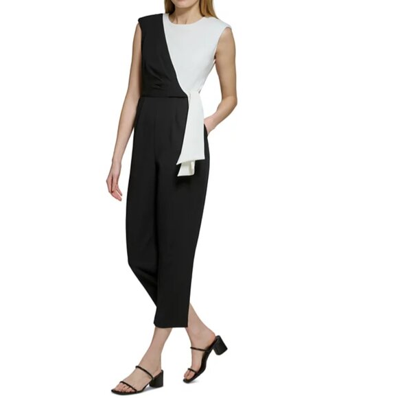 Calvin Klein Women's Colorblock Sleeveless Cropped Jumpsuit - Picture 1 of 4